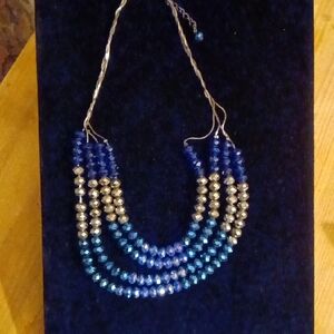 Elegant Blue and Silver Beaded Necklace